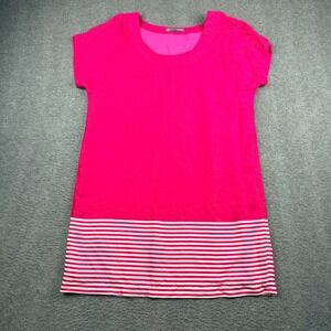 Smart Set Dress Women's Medium Pink White Striped Short Sleeve Shift Mini Lined